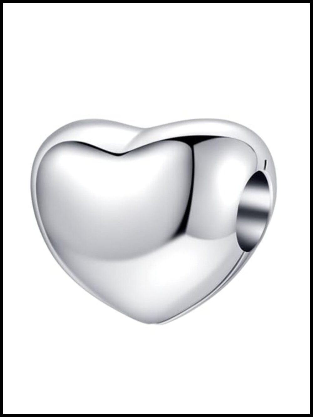 925 Sterling Silver Heart Charm Bead for Charm Bracelet DIY